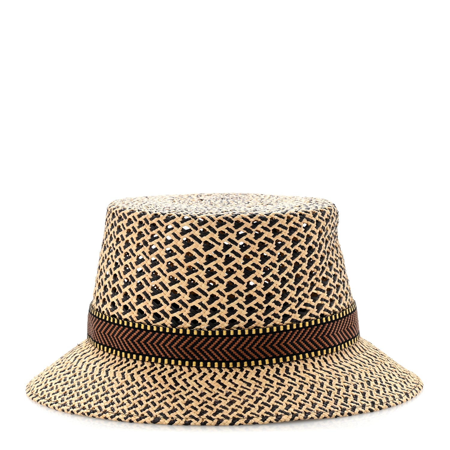 Hermes Straw Adele Panama Hat 58 Naturel Marron Jaune 4 of 12