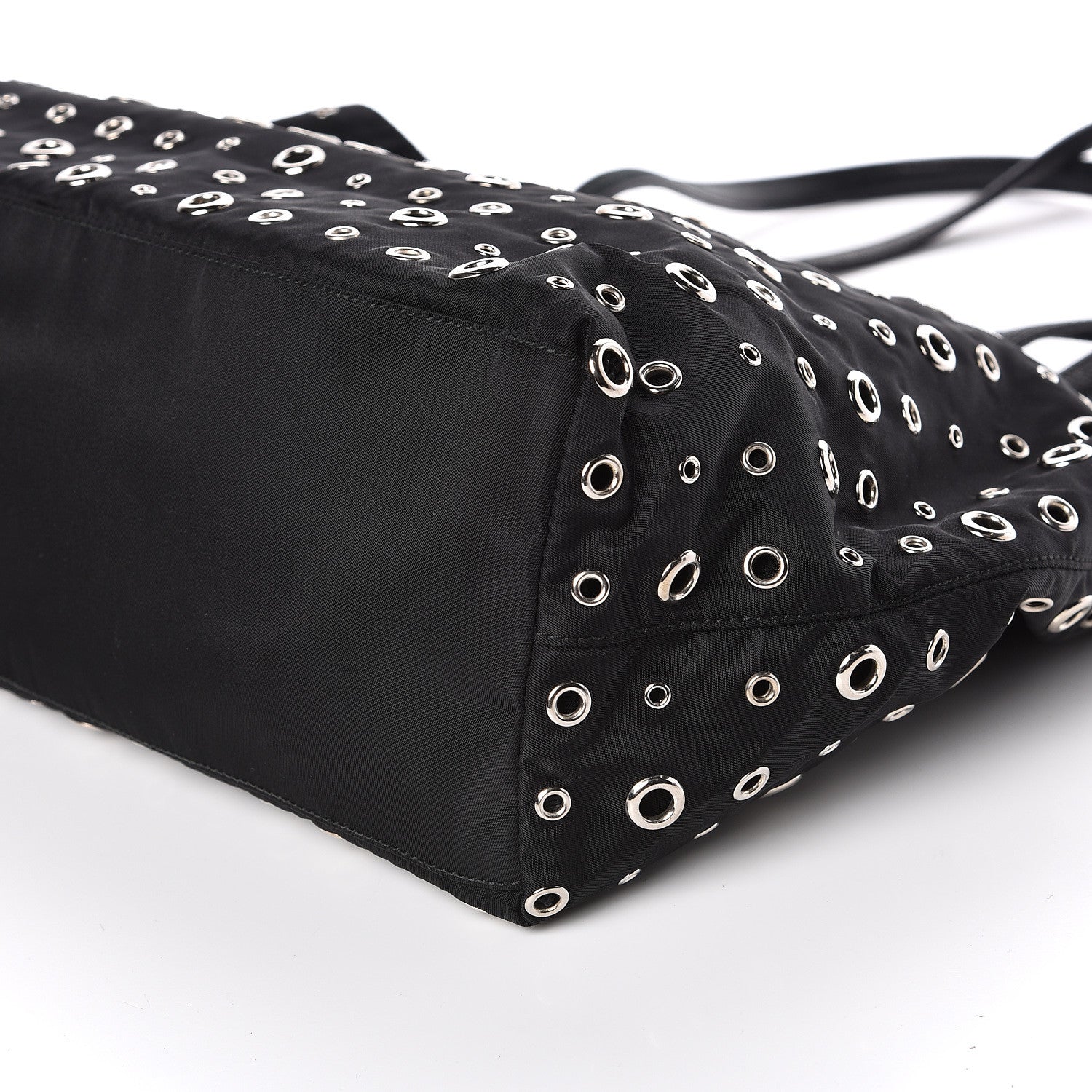 Prada Nylon Metal Grommet Bag Black 8 of 9