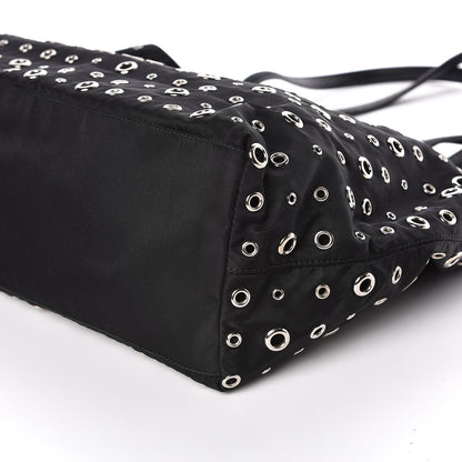Prada Nylon Metal Grommet Bag Black 8 of 9