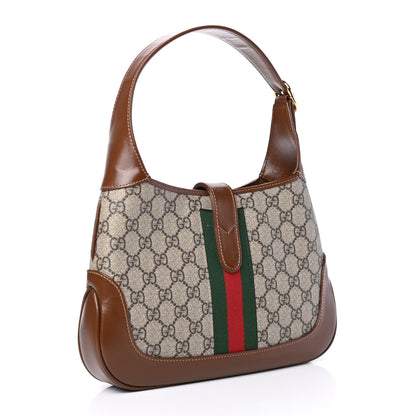 Gucci GG Supreme Monogram Azalea Calfskin Web Small Jackie 1961 Hobo Beige Ebony Brown Sugar 2 of 4