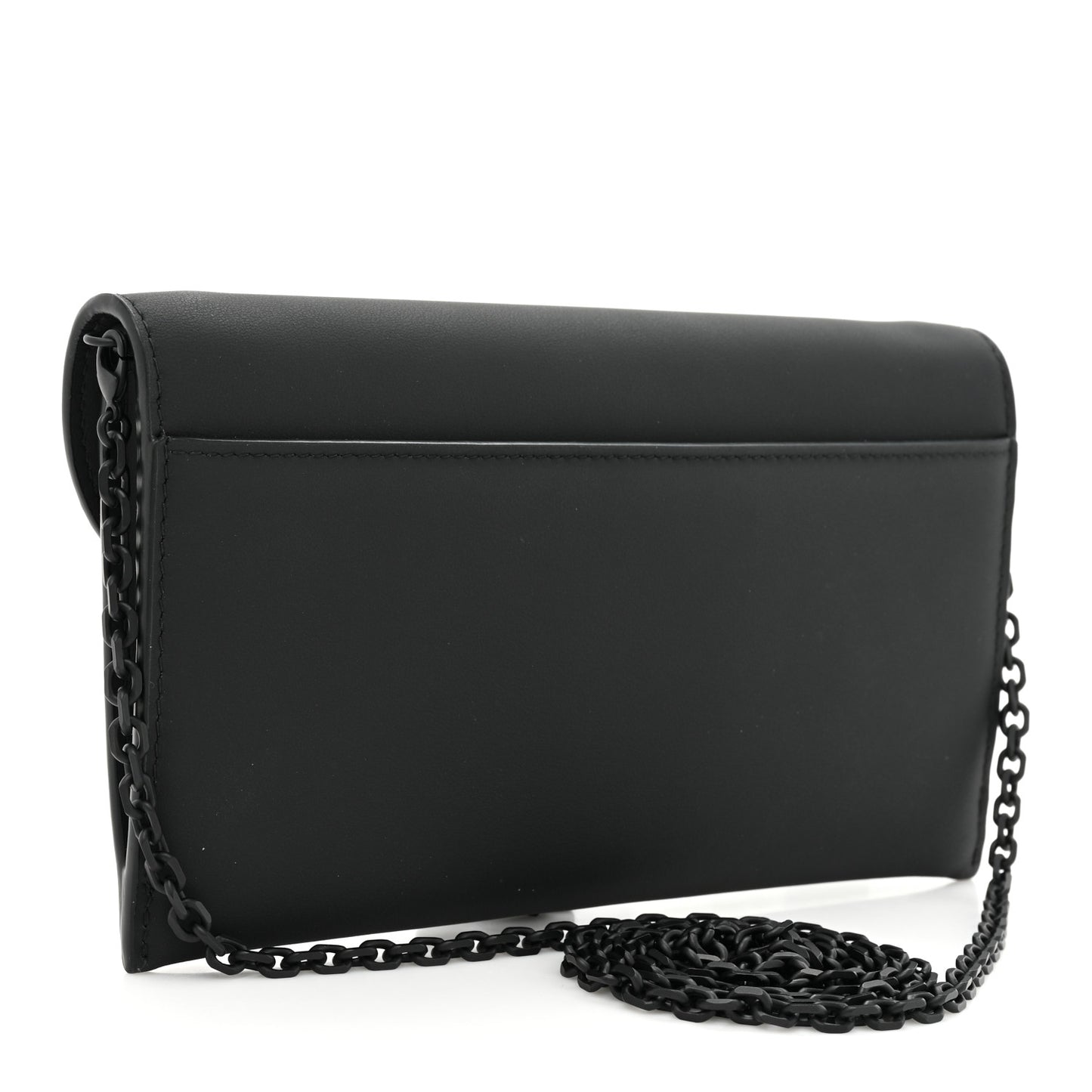 Ultra Matte Calfskin Saddle Chain Wallet Pouch Black