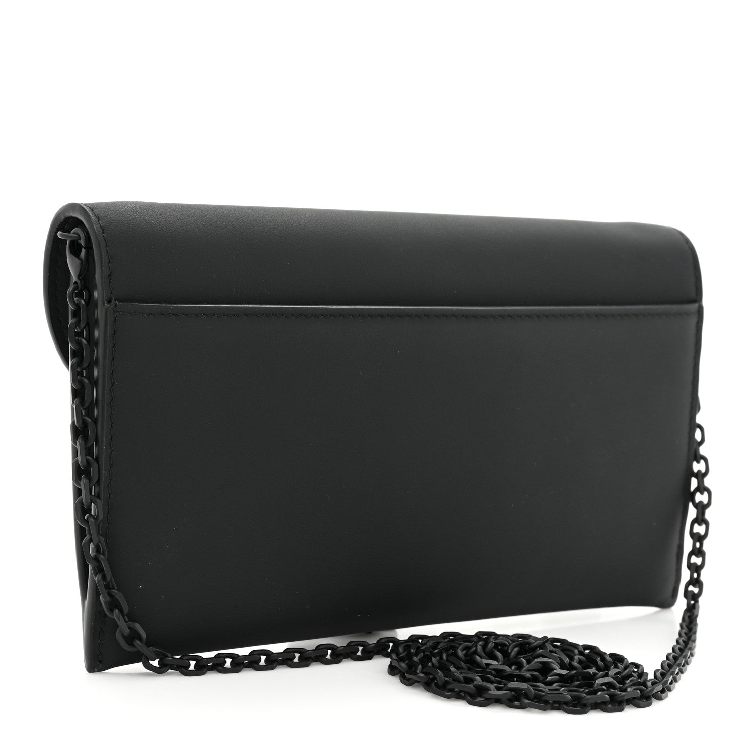 Christian Dior Ultra Matte Calfskin Saddle Chain Wallet Pouch Black 4 of 13