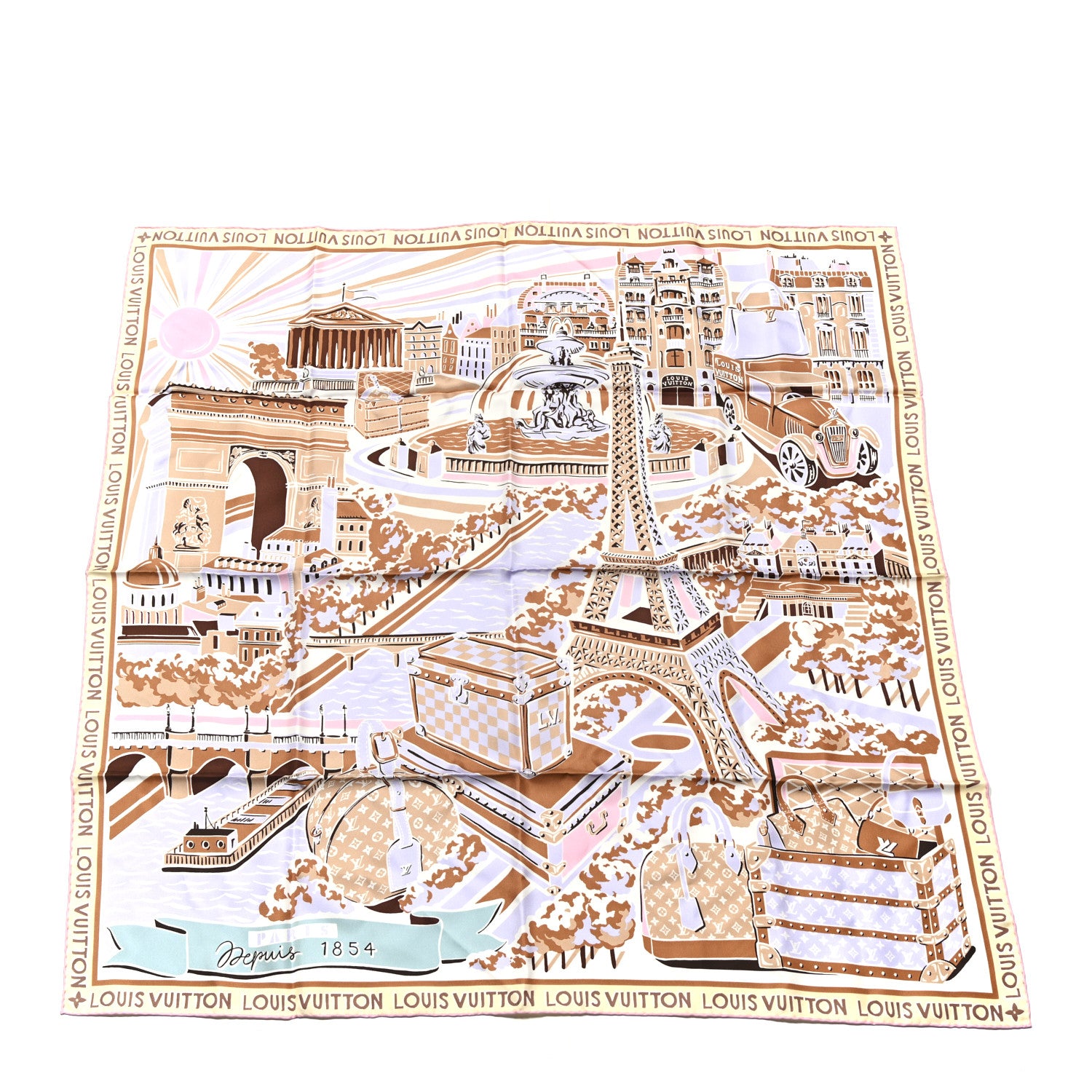 Louis Vuitton Silk Ride Square Scarf 90 Beige 1 of 4