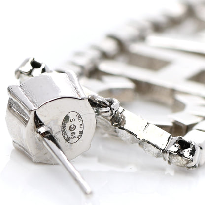 Chanel Crystal Chanel Logo Drop Earrings Silver 4 of 4