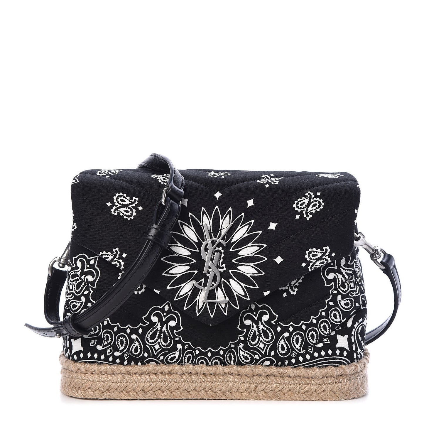 Cotton Bandana Y Quilted Monogram Toy Loulou Crossbody Bag Black White