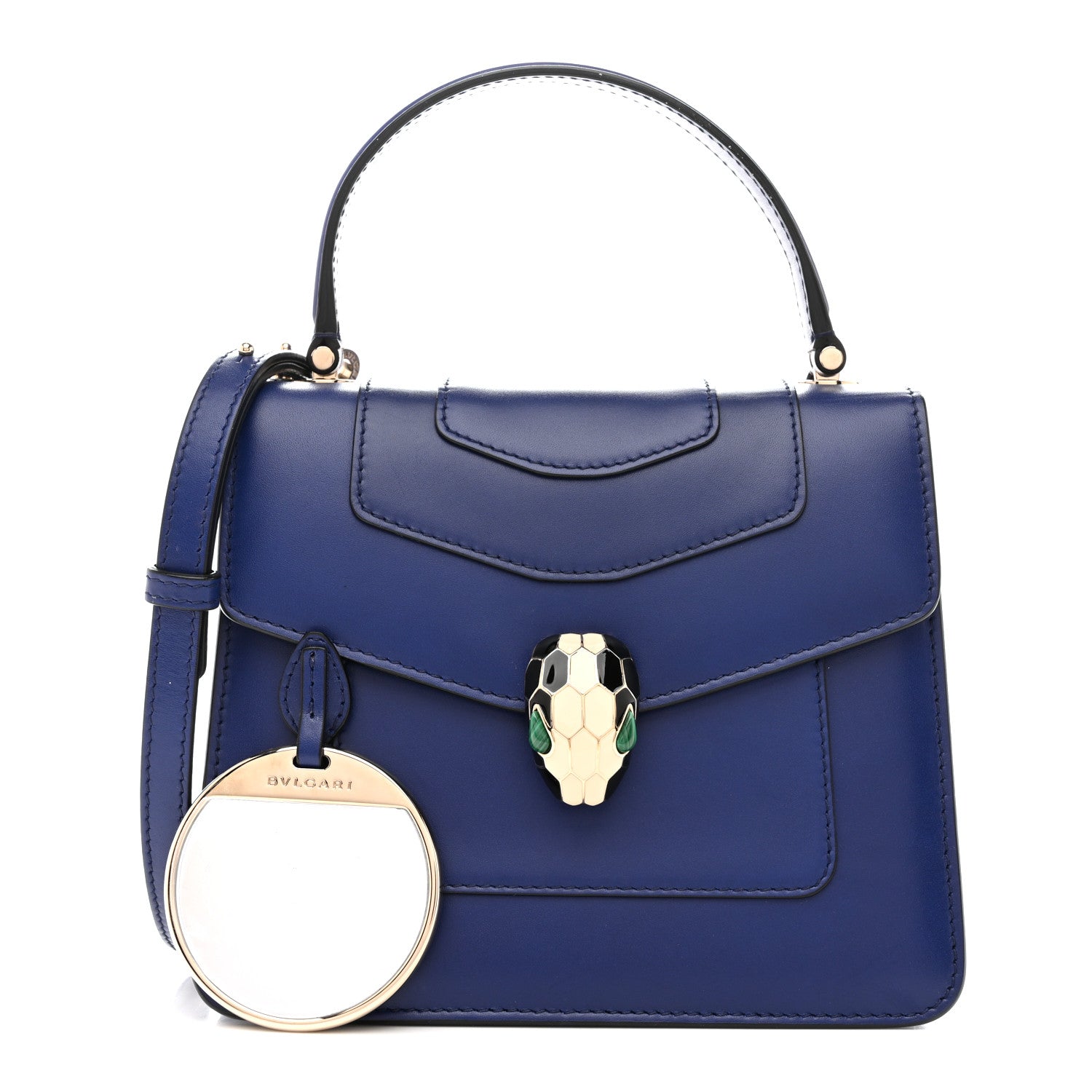Bulgari Calfskin Serpenti Forever Top Handle Blue 3 of 15