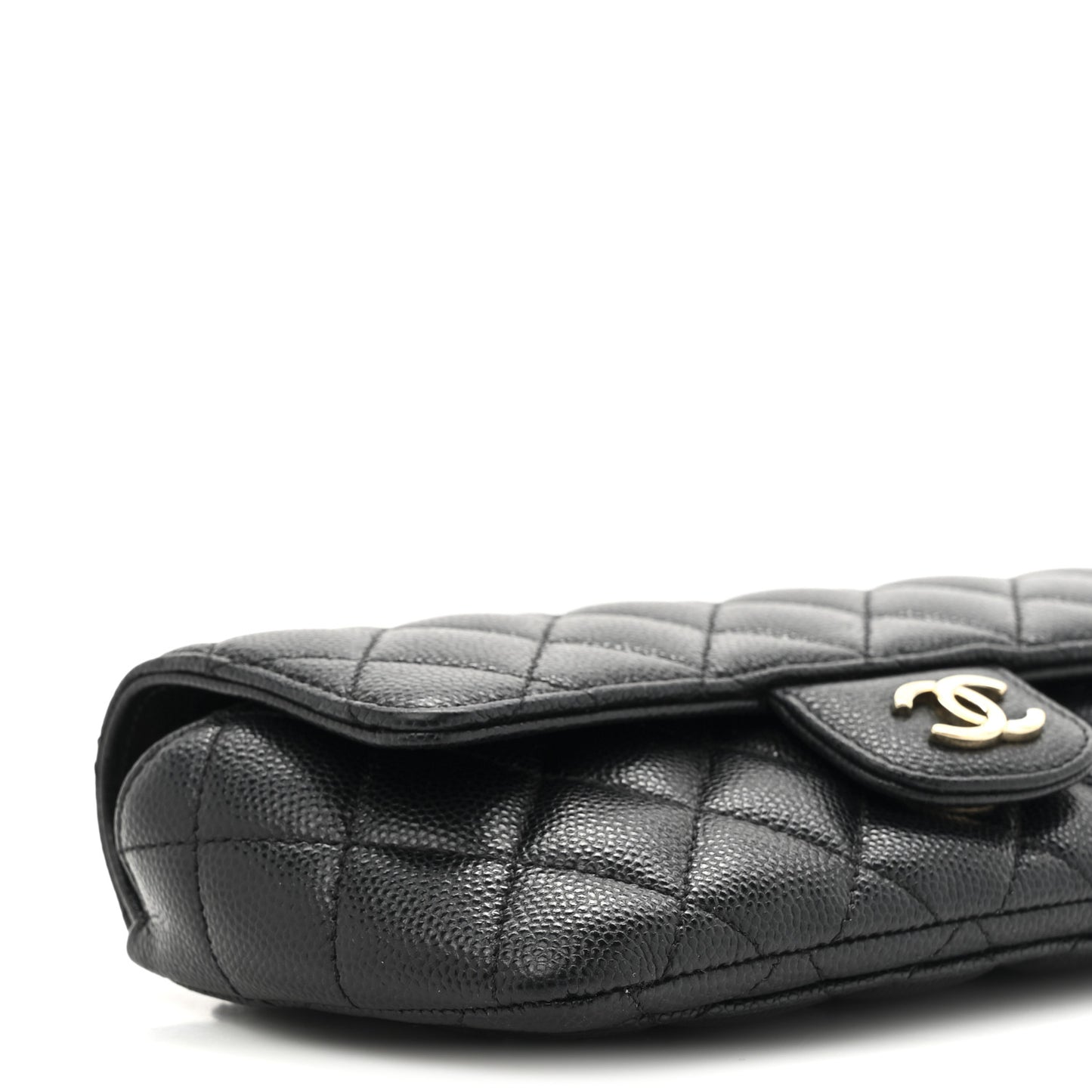Caviar Quilted Glasses Case With Chain Black