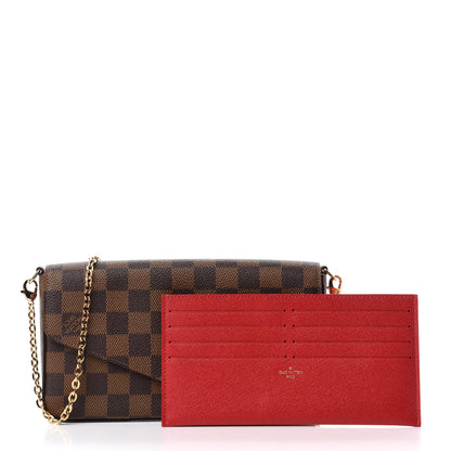 Louis Vuitton Damier Ebene Pochette Felicie Chain Wallet 3 of 8
