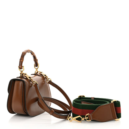 Gucci Boarded Dyana Lux Calfskin Web Mini Bamboo 1947 Top Handle Bag Brown 3 of 11