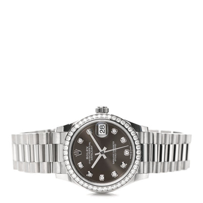 Rolex 18K White Gold Diamond 31mm Datejust President Watch Dark Grey 278289RBR 2 of 5