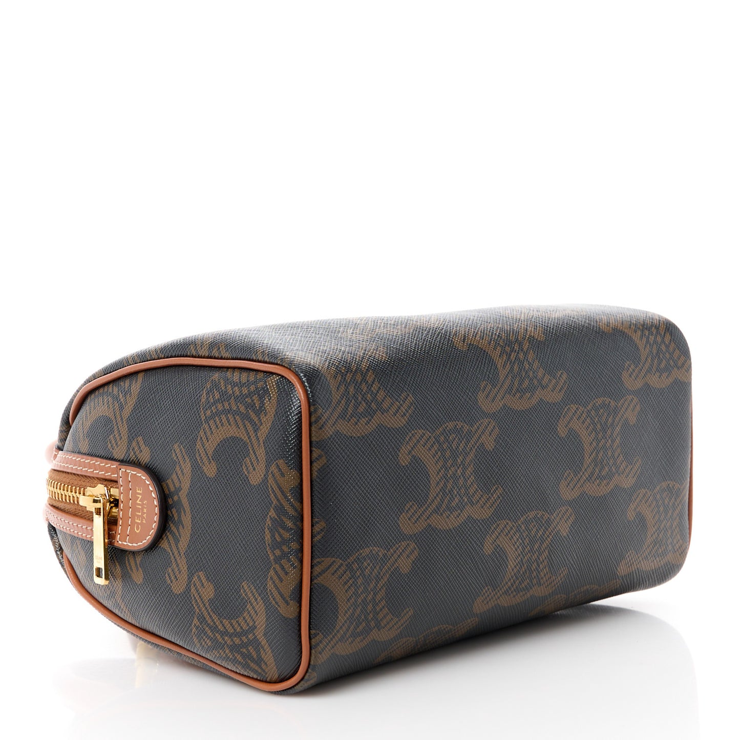 Triomphe Canvas XL Calfskin Small Boston Bag Tan