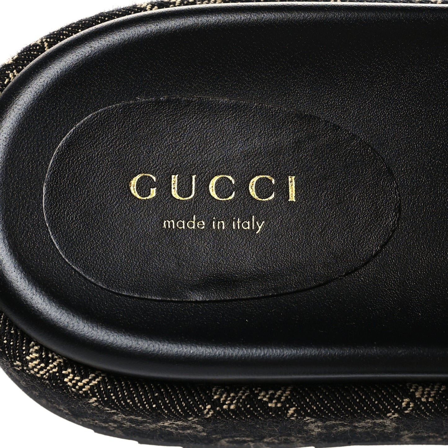 Jacquard Black Denim GG Monogram Angelina Platform 55mm Slide Sandals 38.5 Black Ivory