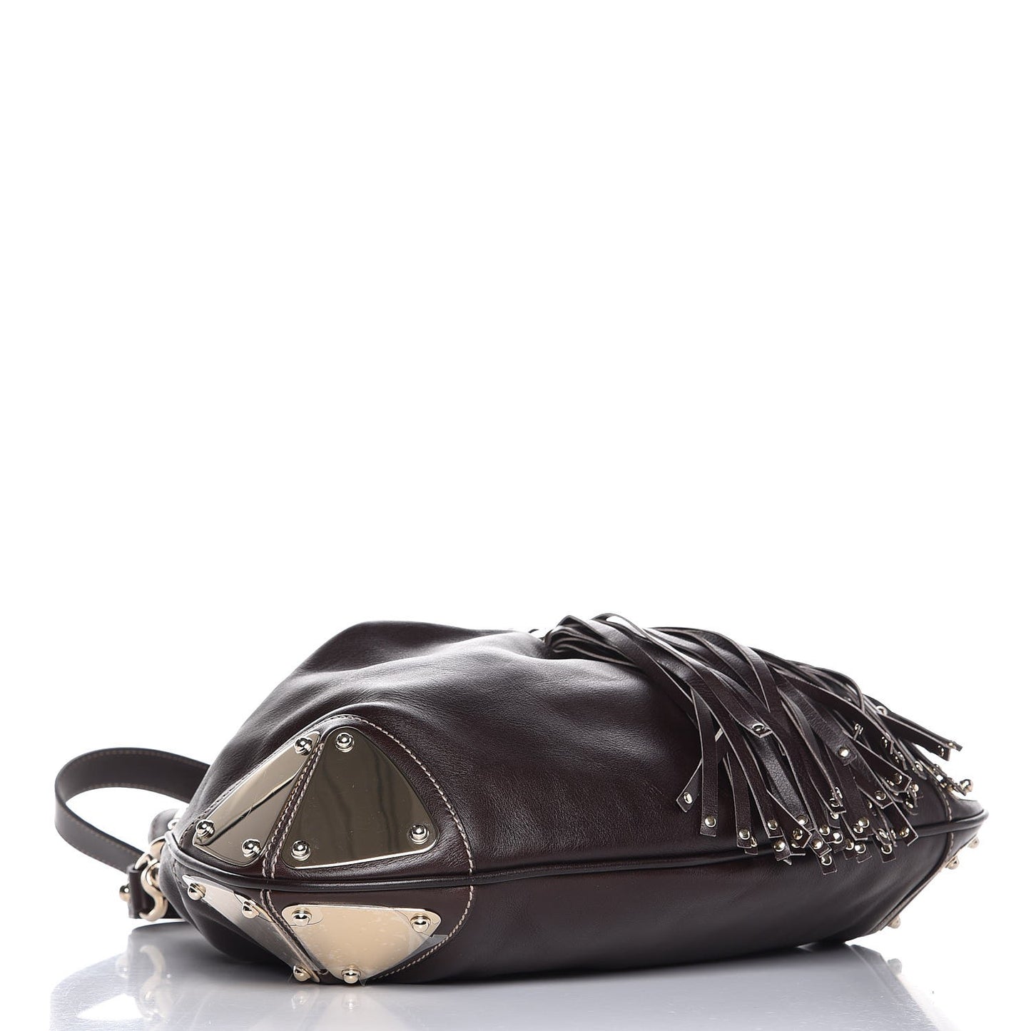 Calfskin Medium Indy Top Handle Hobo Dark Brown