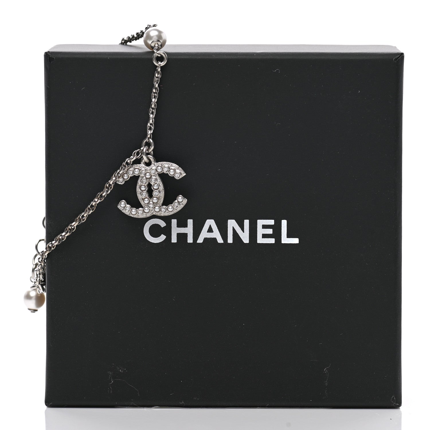 Chanel Pearl Crystal CC Bracelet Silver 5 of 5