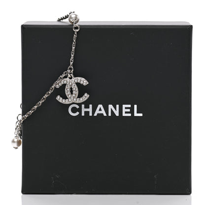 Chanel Pearl Crystal CC Bracelet Silver 5 of 5