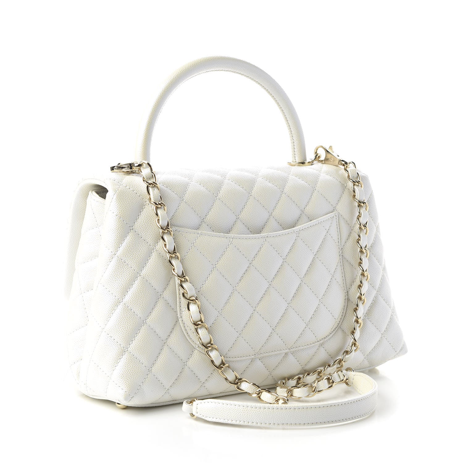 Chanel Iridescent Caviar Quilted Small Coco Handle Flap White 3 of 10