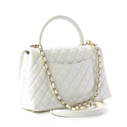 Chanel Iridescent Caviar Quilted Small Coco Handle Flap White 3 of 10