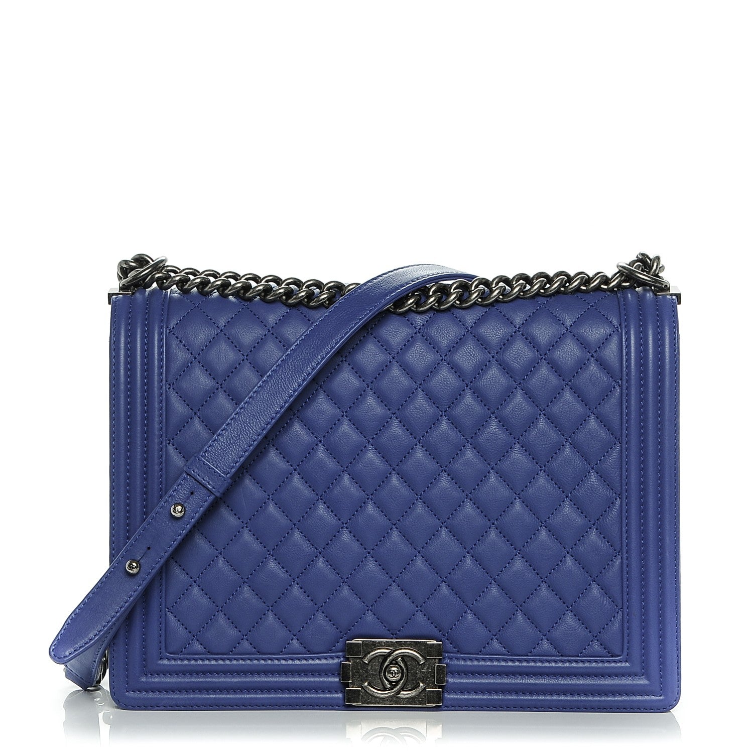 Chanel Calfskin Quilted Large Boy Flap Dark Blue 1 of 8