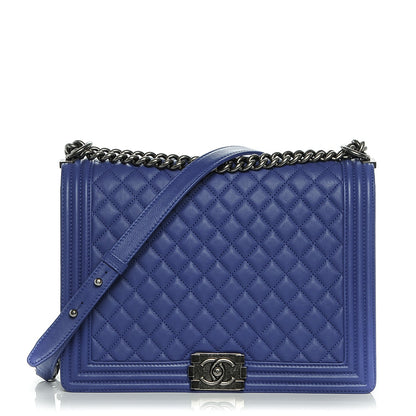 Chanel Calfskin Quilted Large Boy Flap Dark Blue 1 of 8