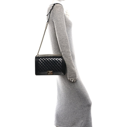 Chanel Iridescent Glazed Calfskin Quilted New Medium Boy Flap Black 2 of 11