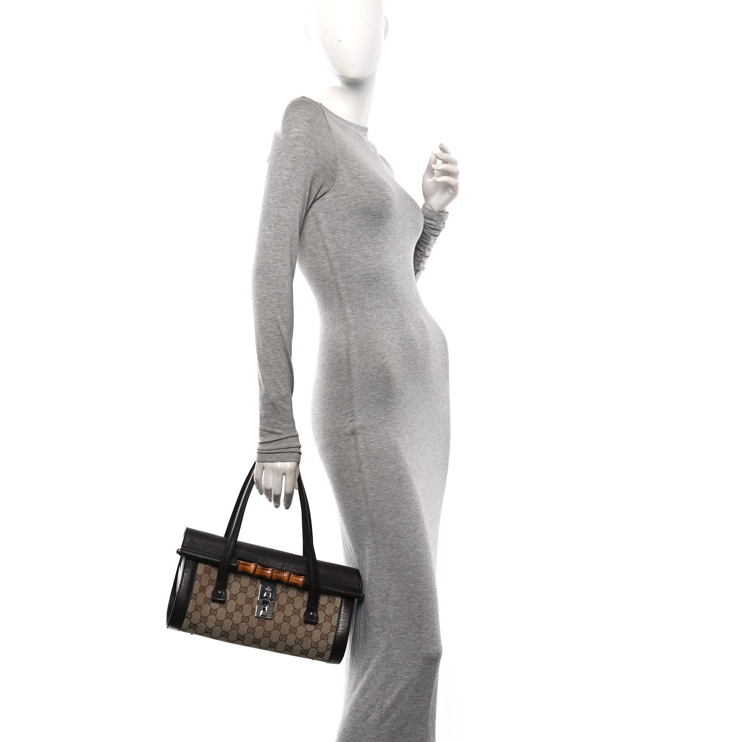 Gucci Monogram Bamboo Bullet Bag Dark Brown 2 of 13