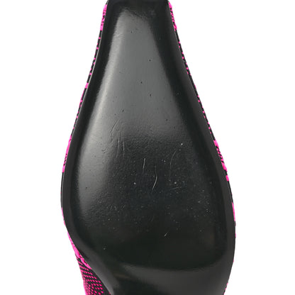 Gucci Technical Jersey Knit GG Monogram Square G 75mm Ankle Boots 38 Black Neon Fucsia 8 of 9