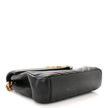 Saint Laurent Sheepskin Matelasse Chevron Monogram Medium College Bag Black 4 of 16