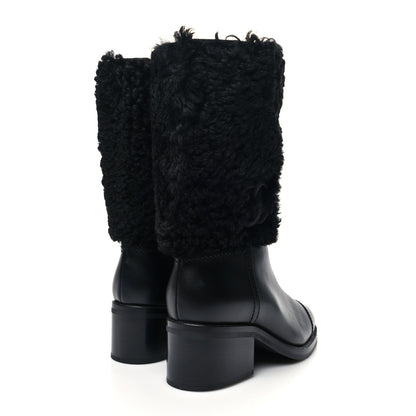 Chanel Lambskin Shearling CC High Boots 38.5 Black 4 of 7