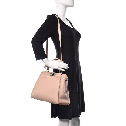 Fendi Cuoio Romano Selleria Bi-Color Medium Peekaboo Iconic Satchel Rosa Plaster Pesca 2 of 16