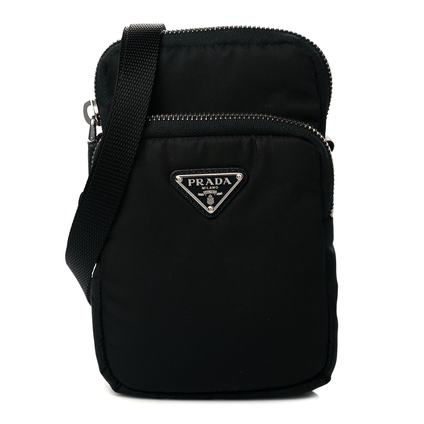 Tessuto Nylon Saffiano Crossbody Pouch Black