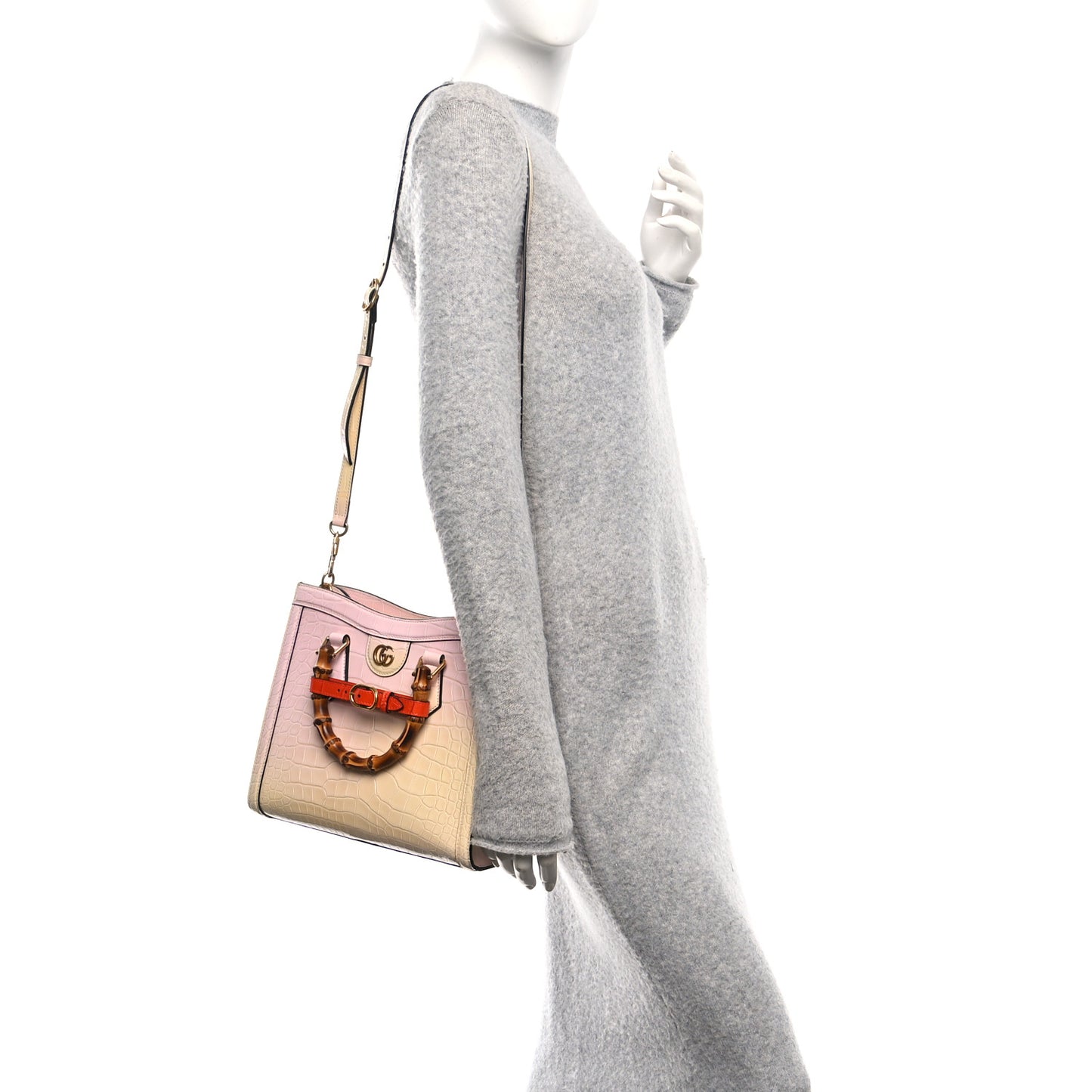 Crocodile Small Diana Tote Pink Multicolor