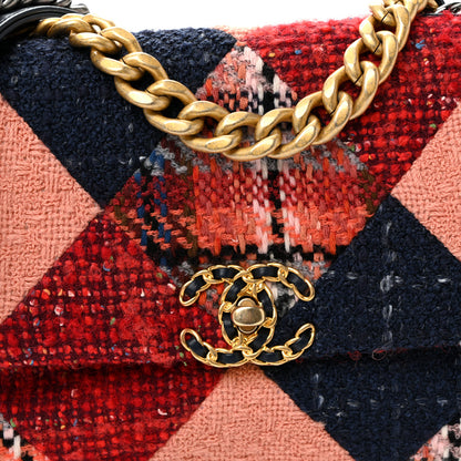 Chanel Tweed Quilted Medium Chanel 19 Flap Red Navy Multicolor 8 of 10