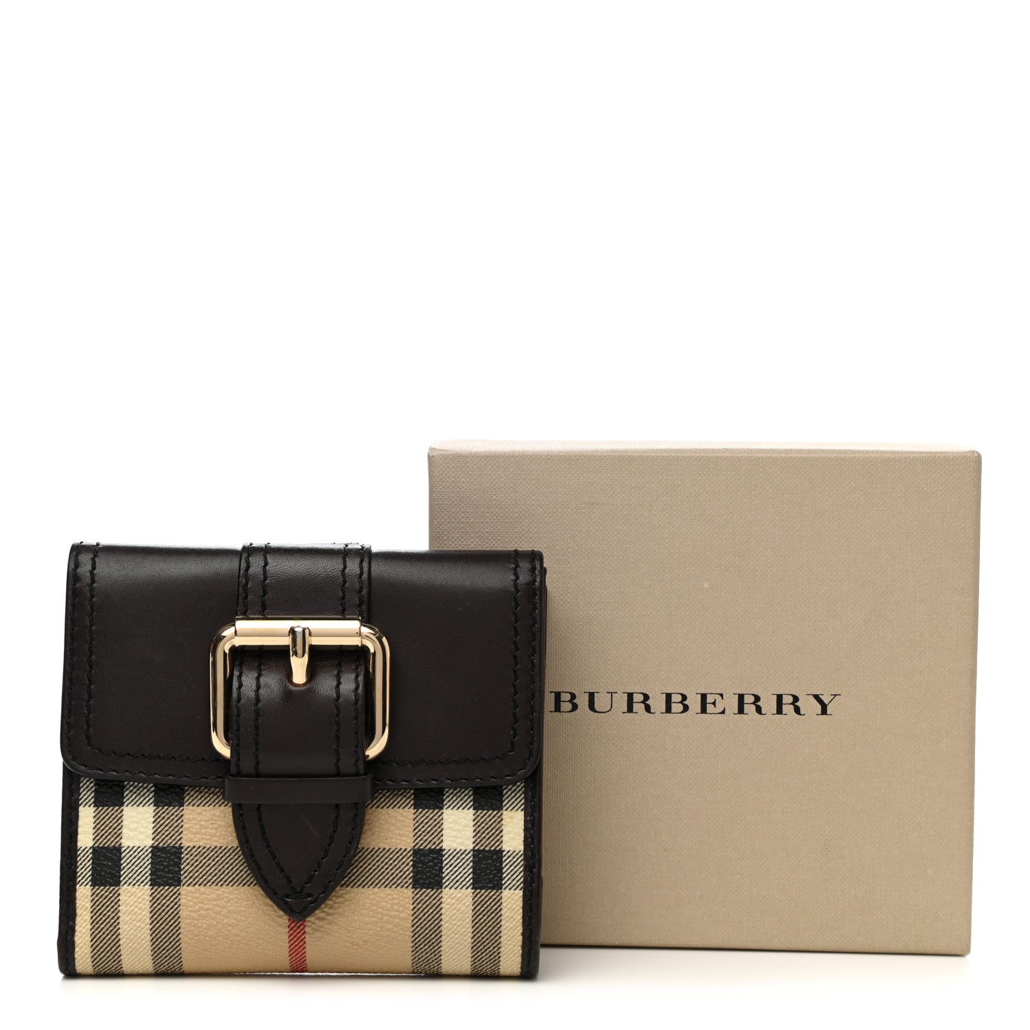 Burberry Calfskin House Check Compact Wallet Black 10 of 10
