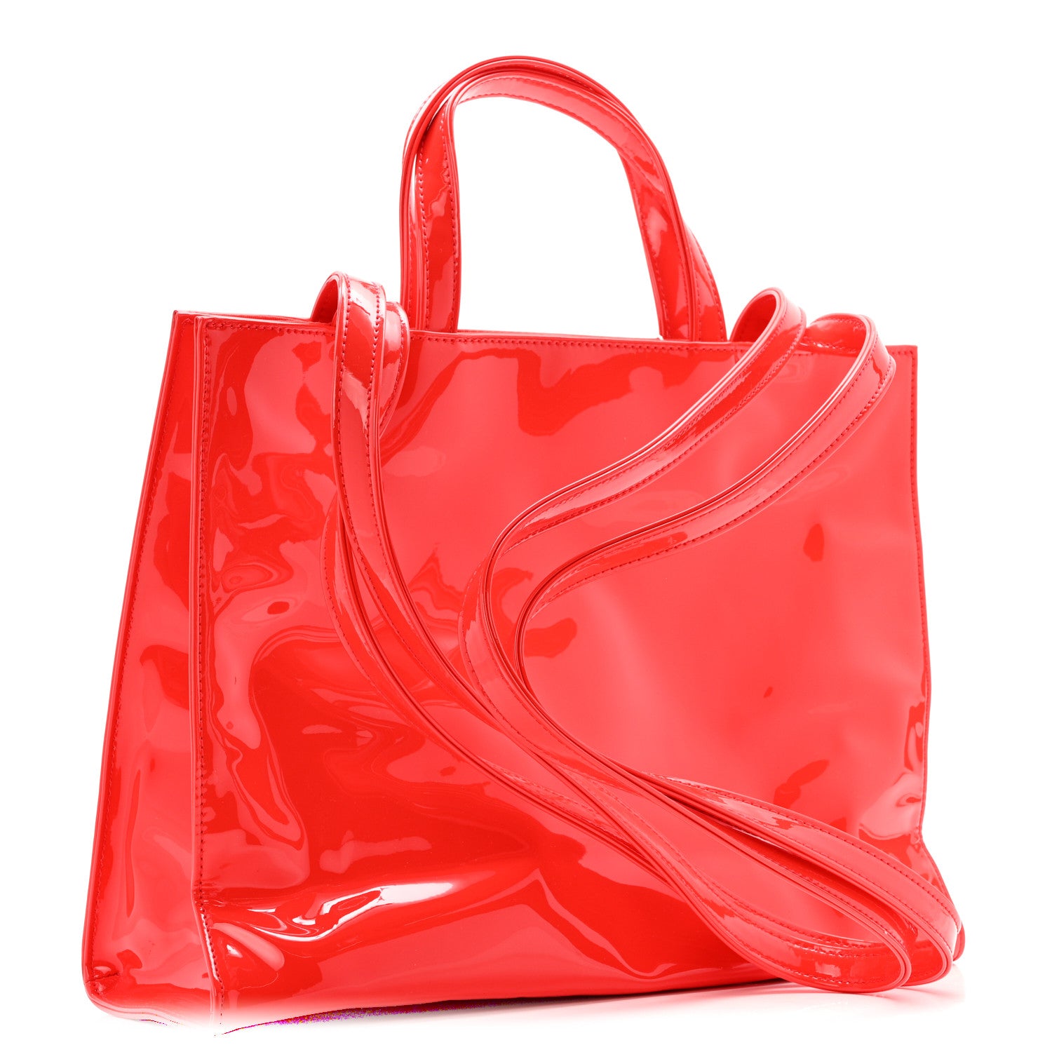 Telfar Patent Vegan Leather Medium Shopping Bag Red 3 of 10