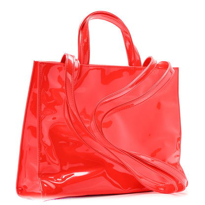 Telfar Patent Vegan Leather Medium Shopping Bag Red 3 of 10