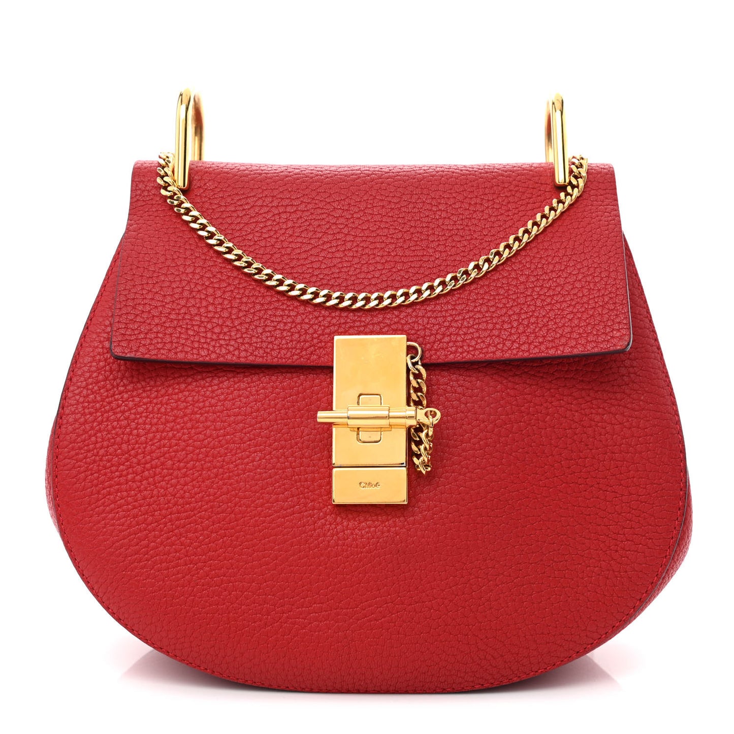 Grained Lambskin Mini Drew Shoulder Bag Plaid Red
