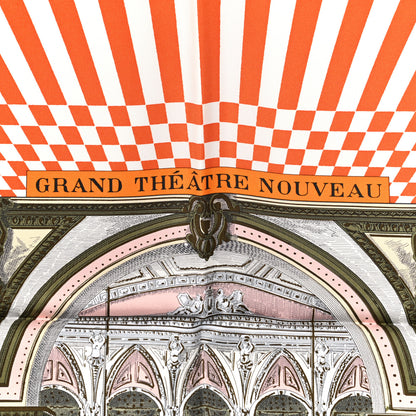Hermes Silk Grand Theatre Nouveau Scarf 90 Orange Kaki White 5 of 6