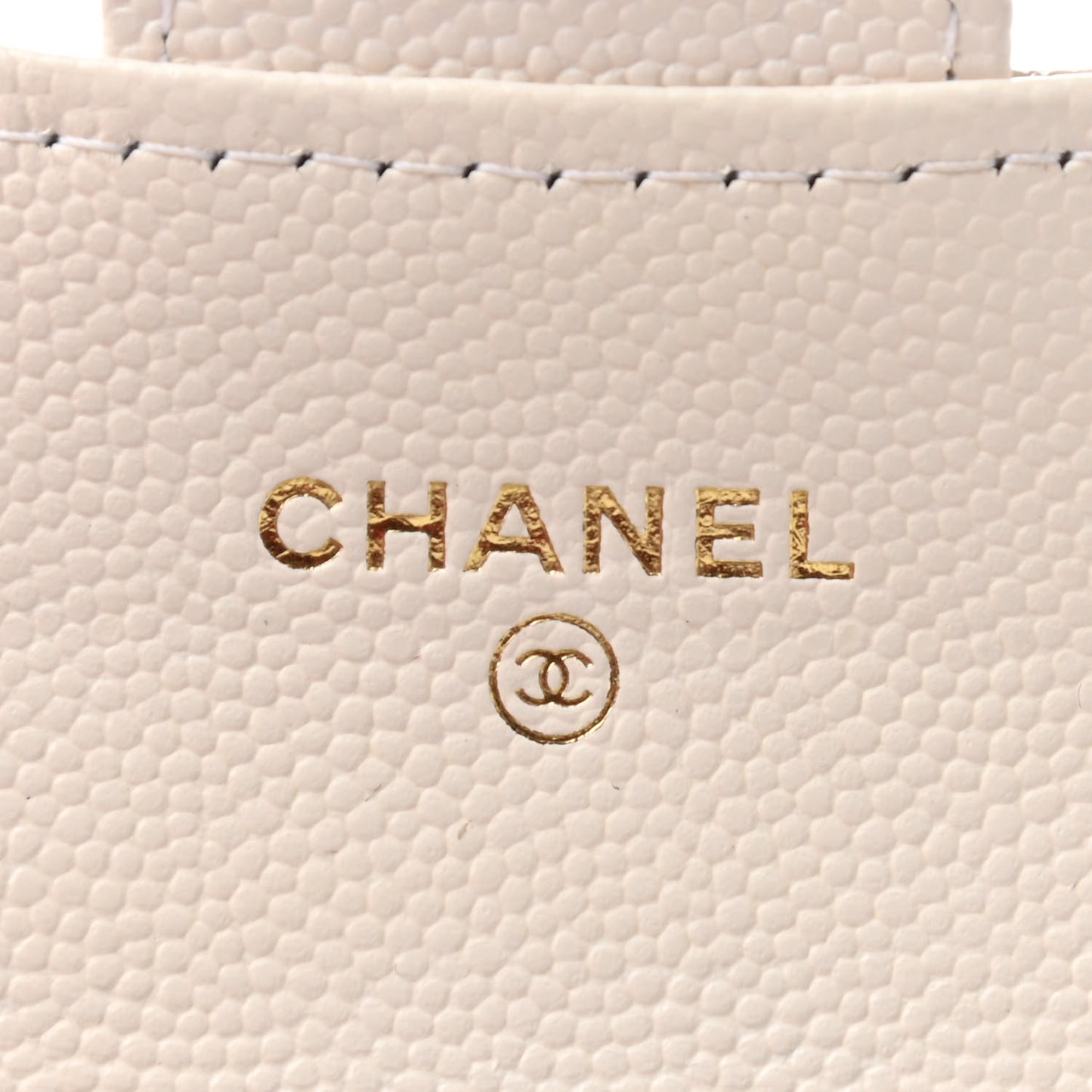 Caviar Quilted Flap Card Holder Wallet White