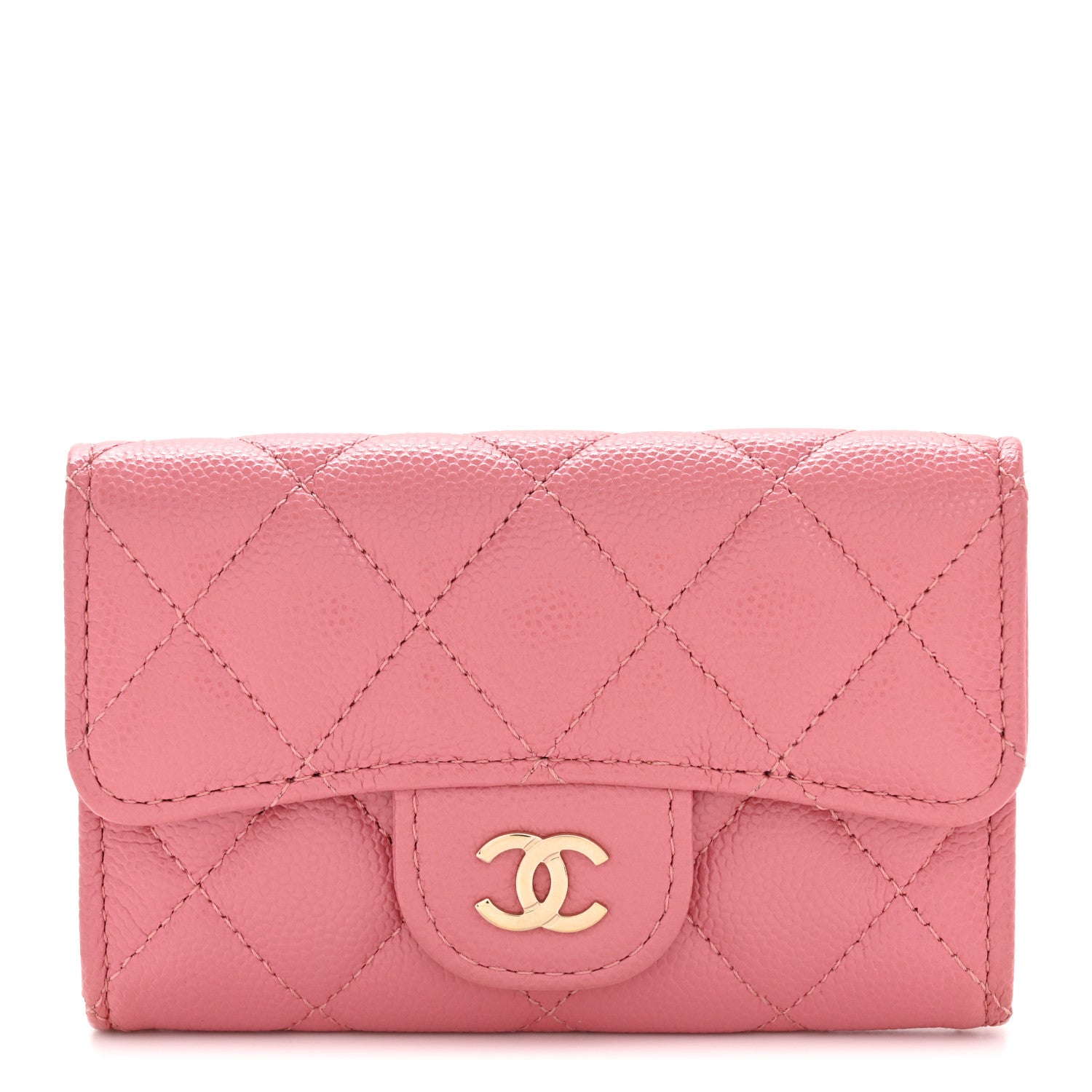 Chanel Caviar Quilted Flap Card Holder Wallet Pink 1 of 10