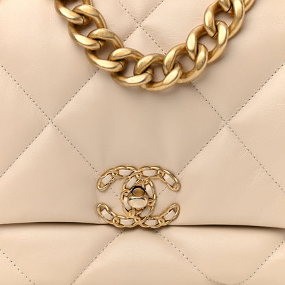 Chanel Goatskin Quilted Maxi Chanel 19 Flap Beige 8 of 10