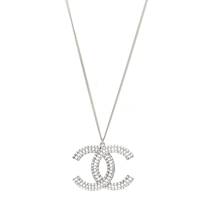 Chanel Baguette Crystal CC Necklace Silver 1 of 4