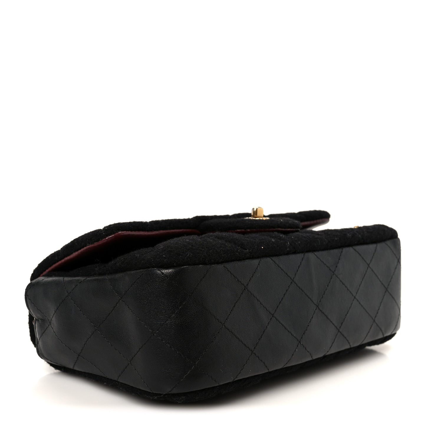 Felt Quilted Paris-Hamburg Charms Mini Rectangular Flap Black