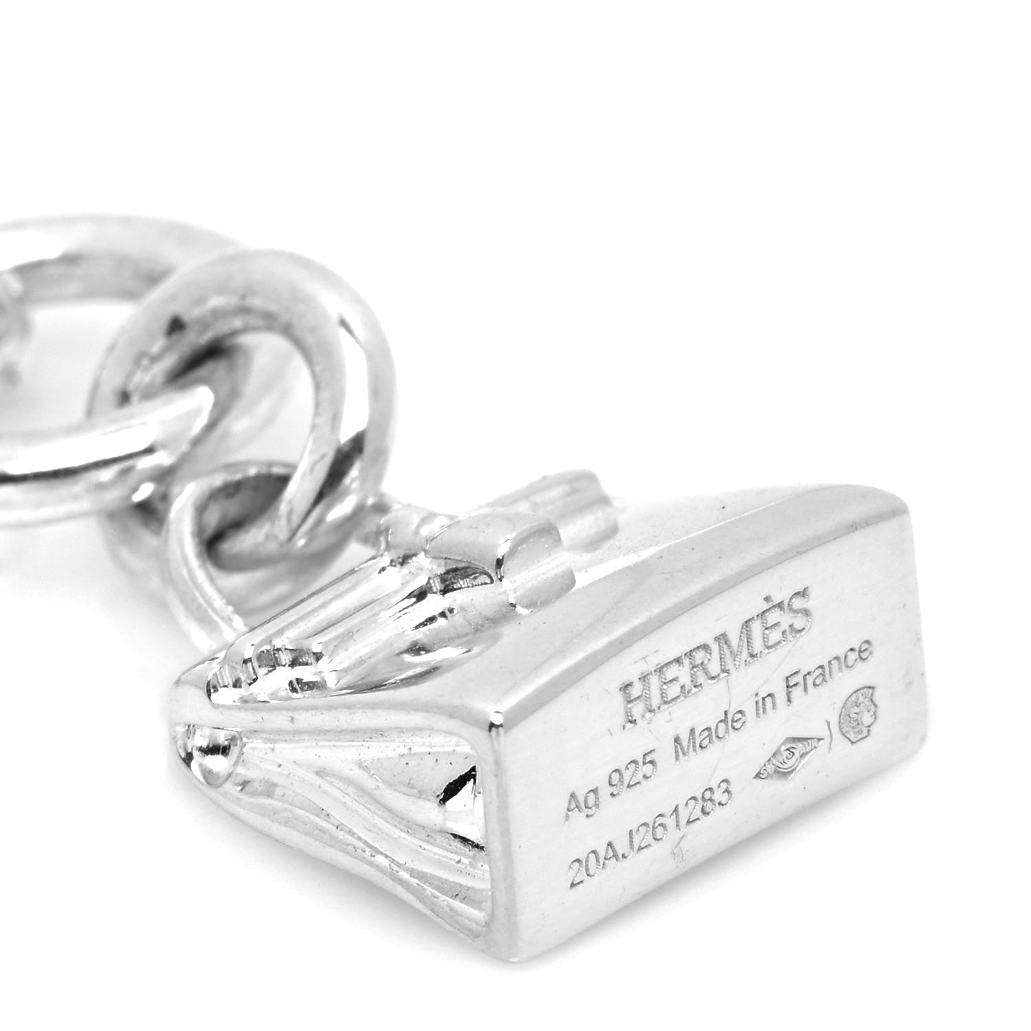 Hermes Sterling Silver Kelly Charm Pendant Necklace 4 of 5