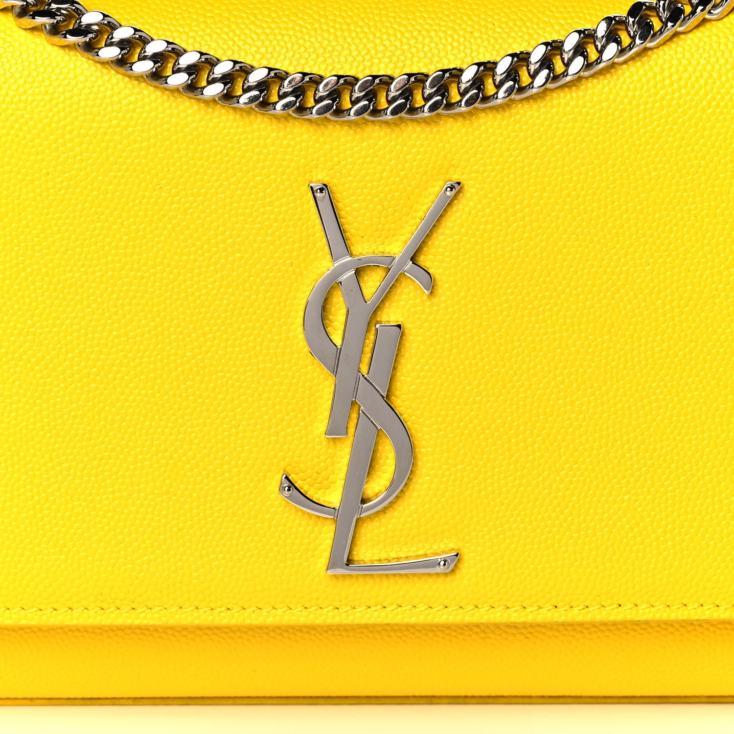 Saint Laurent Patent Grain de Poudre Small Monogram Kate Satchel Mimosa 8 of 10
