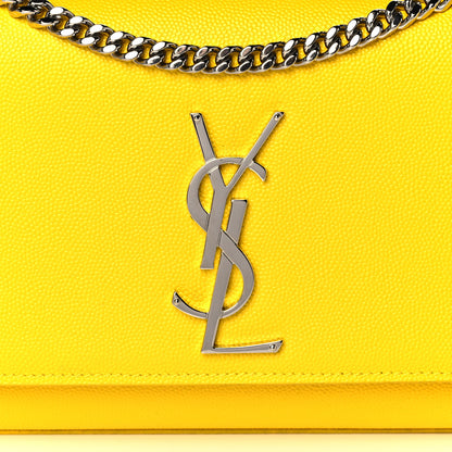 Saint Laurent Patent Grain de Poudre Small Monogram Kate Satchel Mimosa 8 of 10