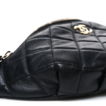 Chanel Lambskin Quilted Waist Bag Fanny Pack Black 9 of 12