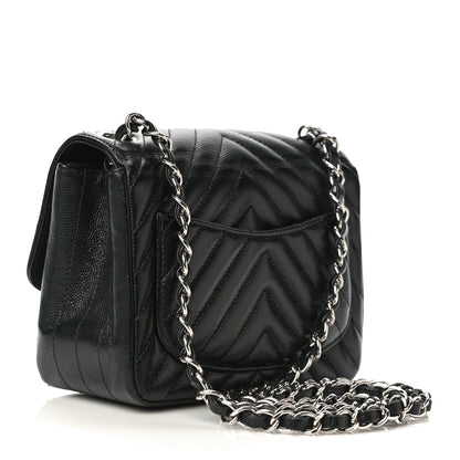 Chanel Caviar Chevron Quilted Mini Square Flap Black 3 of 17