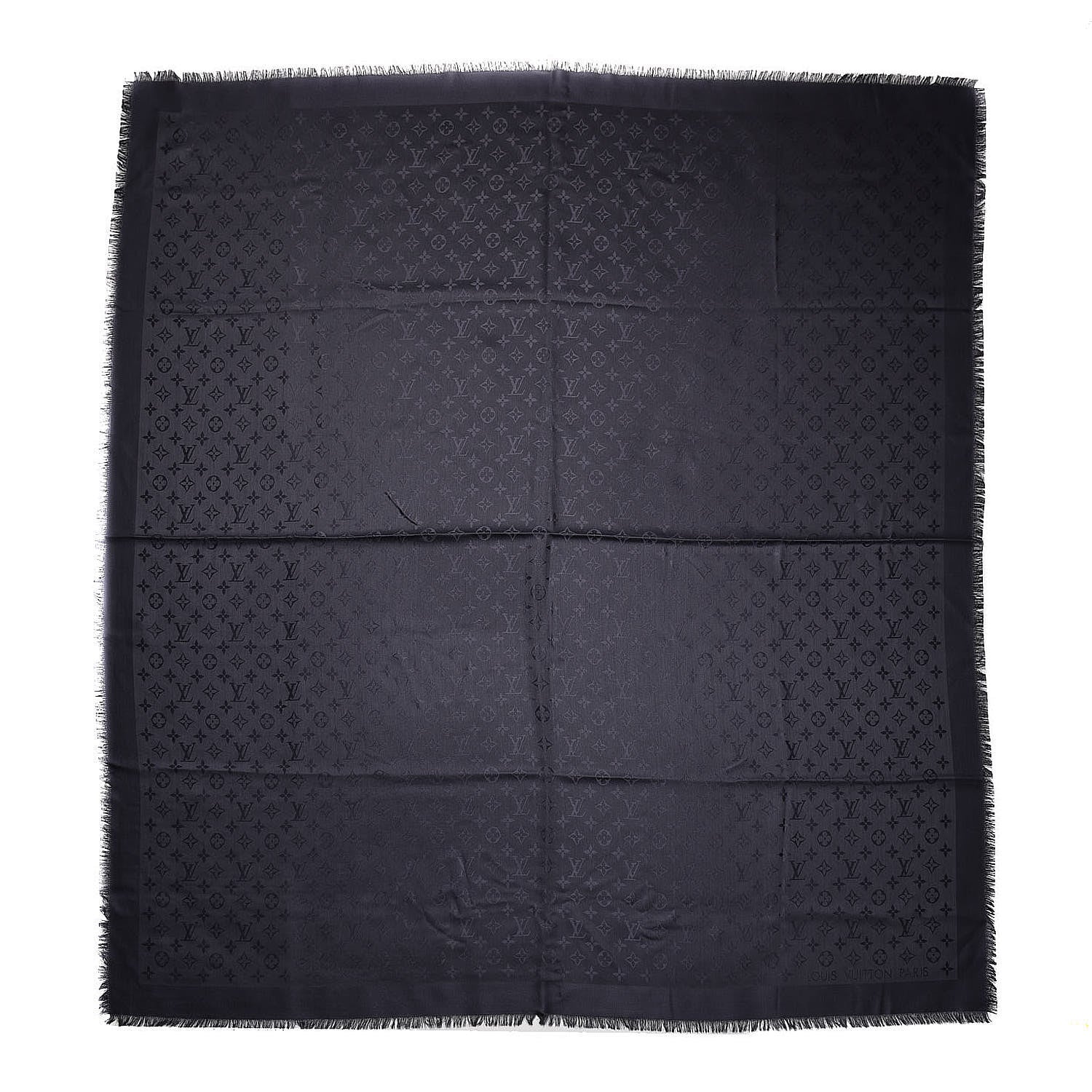 Louis Vuitton Silk Wool Monogram Shawl Charcoal Grey 1 of 7