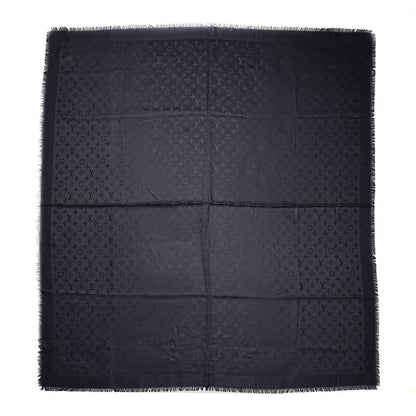 Louis Vuitton Silk Wool Monogram Shawl Charcoal Grey 1 of 7