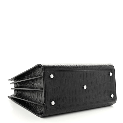 Saint Laurent Calfskin Crocodile Embossed Small Sac de Jour Black 4 of 10